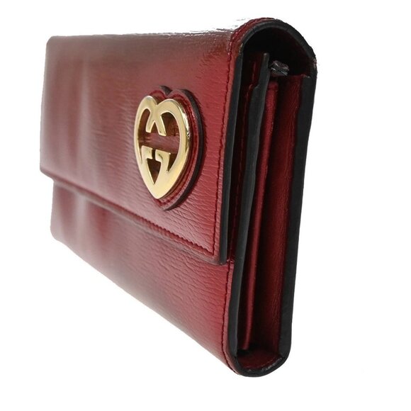 GUCCI GG Lovely Heart Long Bifold Wallet Purse Leather Red GHW Italy 02KB157 - Picture 2 of 15